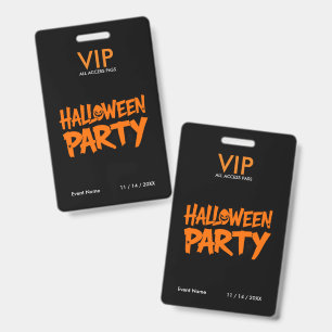 Crachá Ingresso de Acesso Total VIP de Festa de Halloween