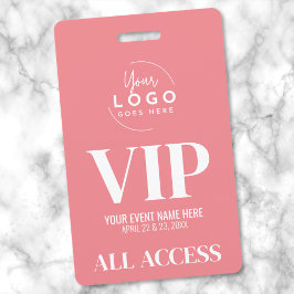 Crachá Ingresso de Acesso Total VIP do Evento com Logo Ro