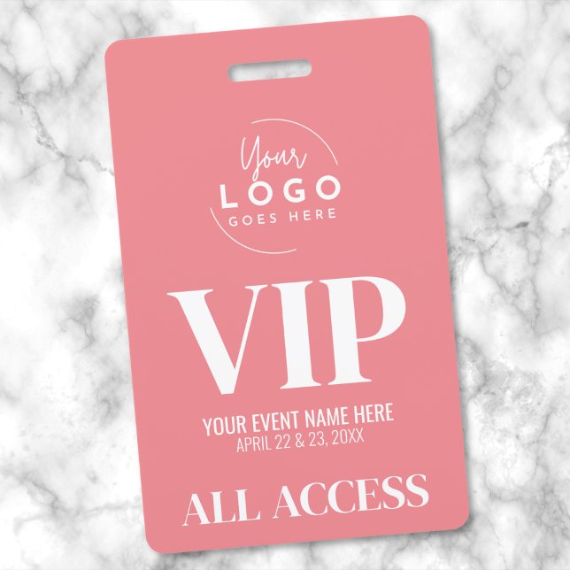 Crachá Ingresso de Acesso Total VIP do Evento com Logo Ro (Event VIP All Access Logo Badge)