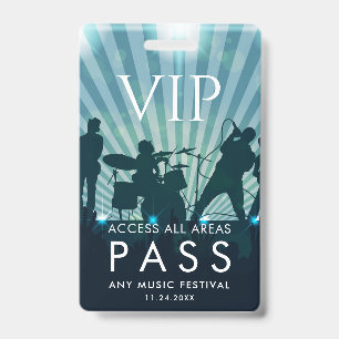 Crachá Ingresso de Acesso Total VIP Festa de Música Perso