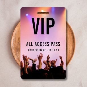 Crachá Ingresso de Acesso Total VIP Personalizado para Ev
