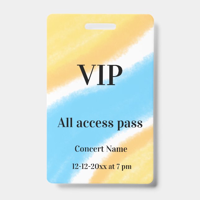 Crachá ingresso de acesso total vip simples nome do show  (Frente)