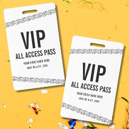 Crachá Ingresso de Concerto Branco Preto VIP Passagem de
