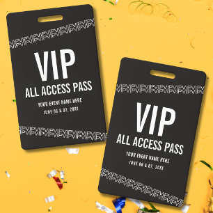 Crachá Ingresso para show Preto Branco VIP Passagem de Ac