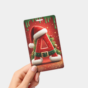 Crachá Iniciais de Natal A Para Presentes de Feriado