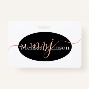 Crachá Inscrição Dourada Elegante em Rosa preto