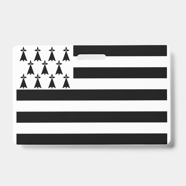 Crachá Insígnia da bandeira da Bretânia (Gwenn-ha-du) (Frente)
