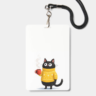 Crachá insígnia de gato e café