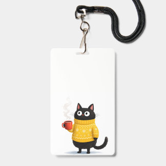 Crachá insígnia de gato e café