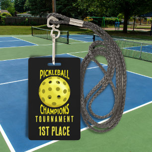 Crachá Insígnia do Torneio de Pickleball Amarelo Preto do