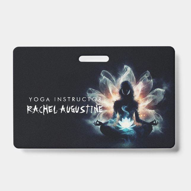 Crachá Instrutor de Yoga Pose de Meditação Névoa Radiante (Frente)