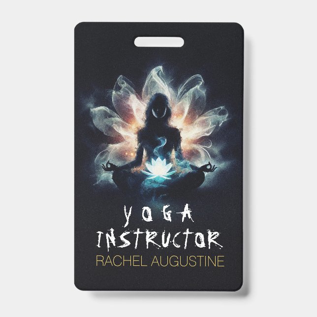 Crachá Instrutor de Yoga Pose de Meditação Névoa Radiante (Frente)