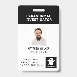 Crachá Investigador Paranormal Código QR Etiqueta de Nome