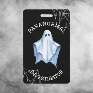 Crachá Investigador Paranormal Fantasma e Teias de Aranha