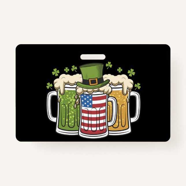 Crachá Irish Beer Ireland USA American Flag de Patrick (Frente)