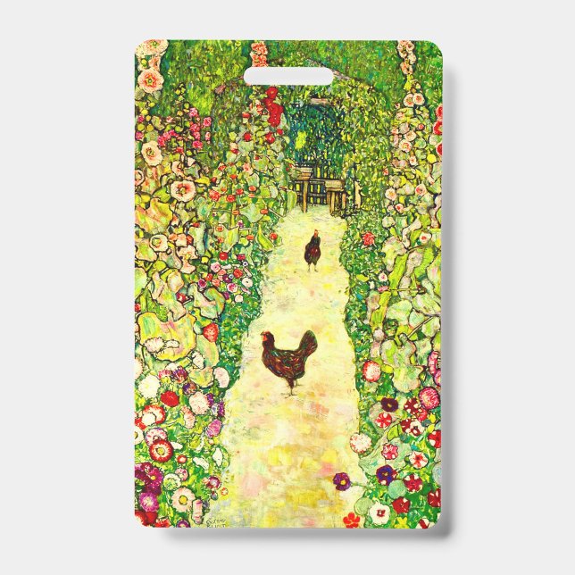 Crachá Jardim de Gustav Klimt com Galinhas (Frente)