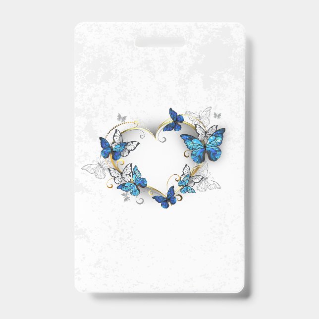 Crachá Jewelry Heart with Butterflies Morpho (Frente)
