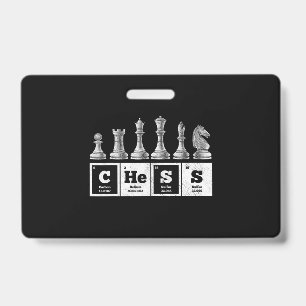 Crachá jogador de xadrez engraçado geek sistema periódico