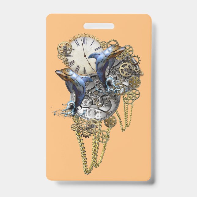 Crachá Joias Steampunk, body de bebé com peça de relógio (Frente)