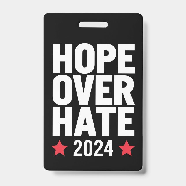 Crachá Kamala Harris 2024 Esperança Sobre Ódio Presidenci (Frente)