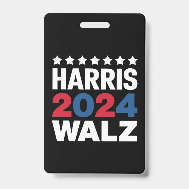 Crachá Kamala Harris Walz Para Presidente Vice-Presidente (Frente)