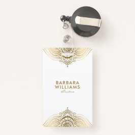 Crachá Laço ornamentado branco & Dourado de Minimalistig