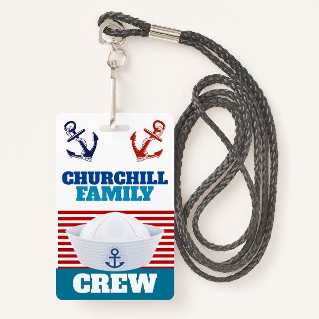 Crachá Lanyard para identificação da tripulação (Frente com cordão)