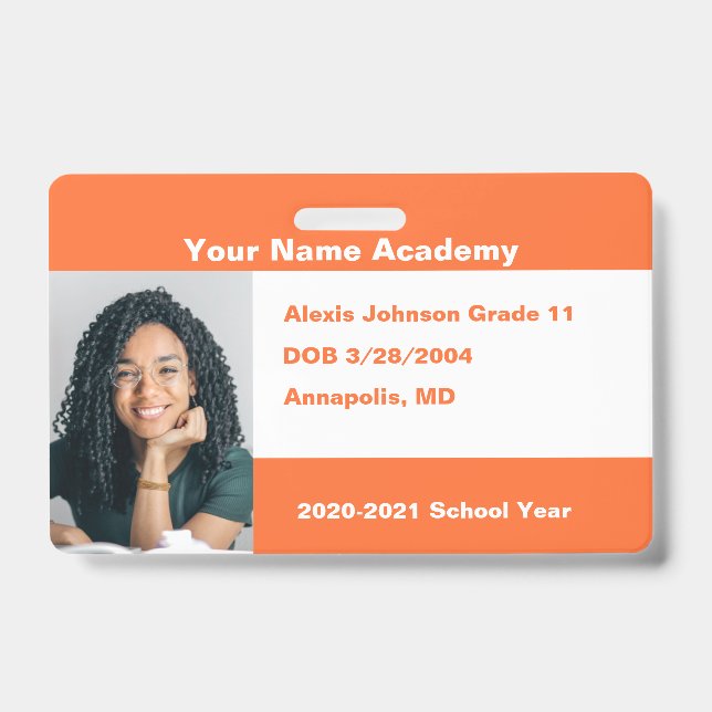 Crachá Laranja Faça Você Mesmo Personalizado Homeschool (Frente)