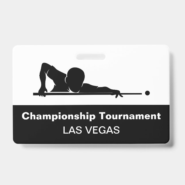 Crachá Las Vegas Billiards Budget Event Badge Male Female (Front)