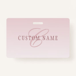 Crachá Letra Elegante e Monograma | Rosa Ombre