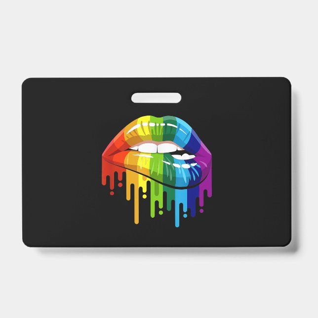 Crachá LGBT Arco-íris Lábios Orgulho Gay (Frente)