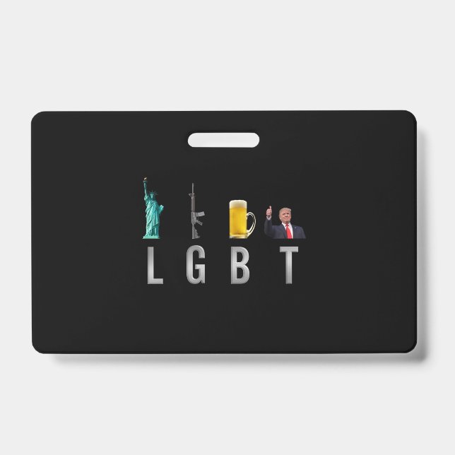 Crachá LGBT - Liberty Guns Beer Trump 6 (Frente)