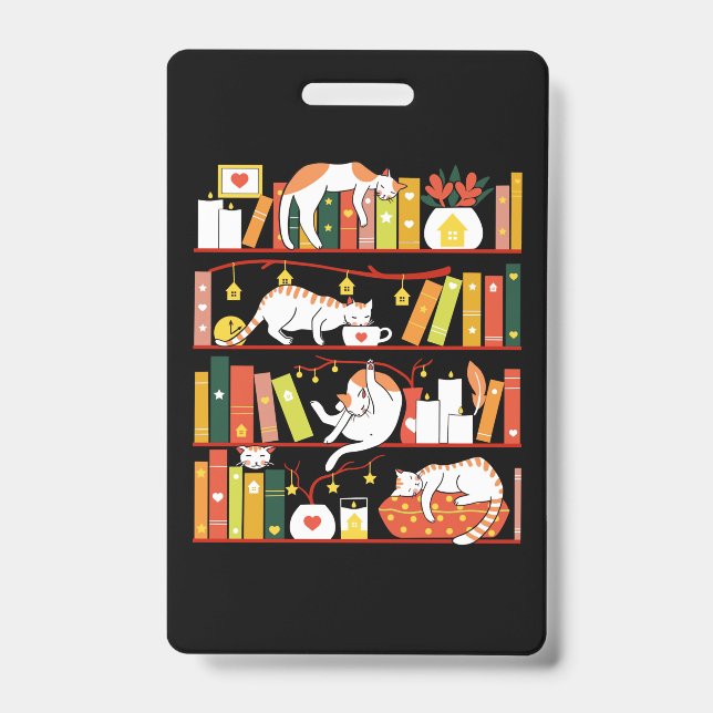 Crachá Library cats autumn colour version (Frente)