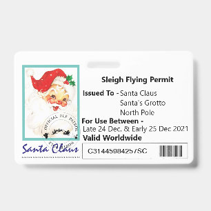 Crachá Licença de Condução do Papai Noel Para Crianças