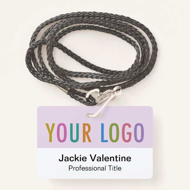 Crachá Lilac Roxo Nome do PVC Lanyard Clipe ou Reel do Cr (Frente com cordão)