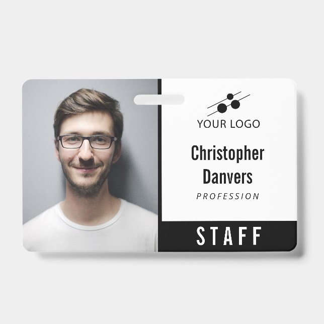 Crachá Limpar ID branco do funcionário Adicionar seu logo (Frente)