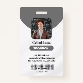 Crachá Limpar Linhas e Classe: ID do Professor de Cinza M
