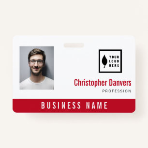 Crachá Limpe o branco vermelho adicione seu funcionário d