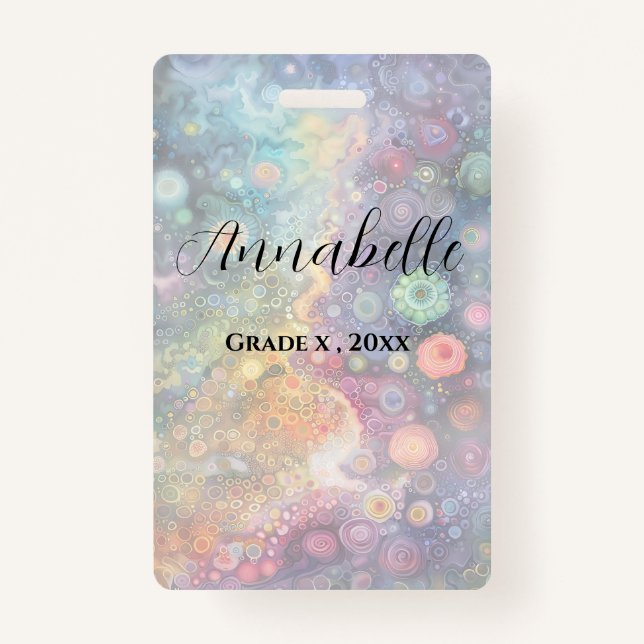 Crachá Linda Colorida Impressionante De Volta À Escola (Frente)