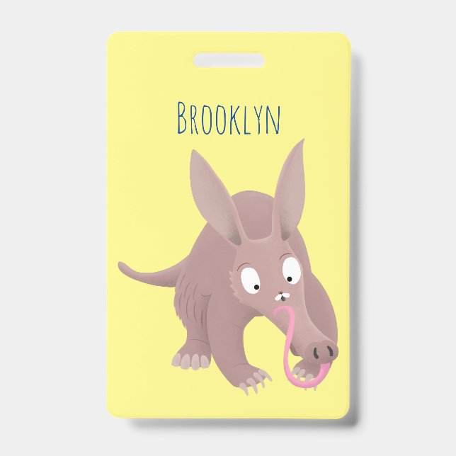 Crachá Lindo aardvark cartoon engraçado (Frente)