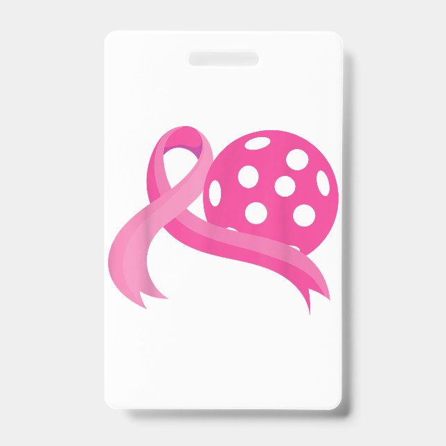 Crachá Lindo Laço Coração Rosa Pickleball Conscientização (Frente)
