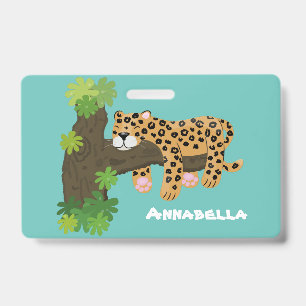 Crachá Lindo leopardo dormindo na ilustração de desenho a