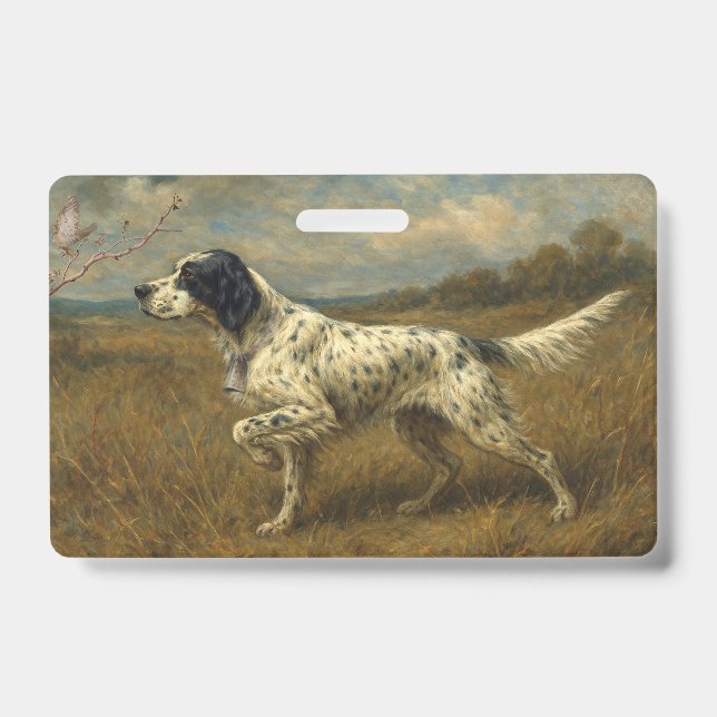 Crachá Lindo Setter com Faisões, Arte (Frente)