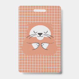 Crachá Linha de grade personalizada marrom gato fofo