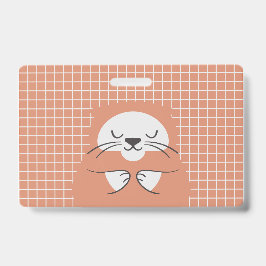 Crachá Linhas de grade personalizadas gato marrom fofo