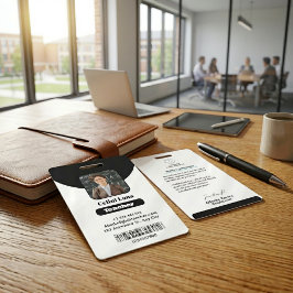 Crachá Linhas e classe limpas: ID de professor preto mini