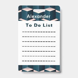 Crachá Lista de Tarefas Personalizada Geométrica Azul Mod