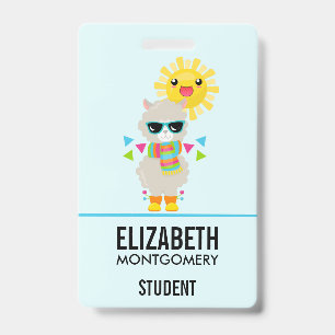 Crachá Llama Legal e Sol Kawaii Sorridente