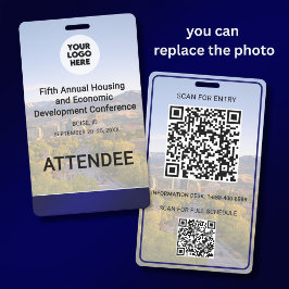 Crachá Localização Logotipo QR de Foto Substituível Confe