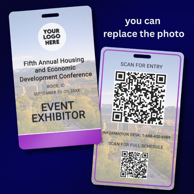 Crachá Localização Logotipo QR de Foto Substituível Confe (Criador carregado)